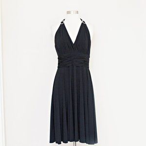 Evan Picone Black Ruched Waist Halter Style Dress